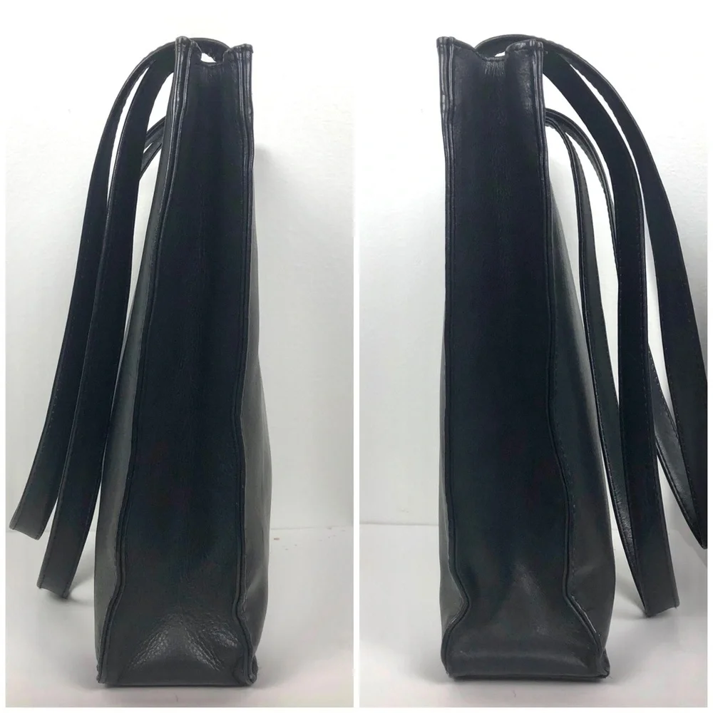 Piel Leather Open Market Bag Black Shoulder Bag 12.5x10.5x2 in. - Picture 3 of 12